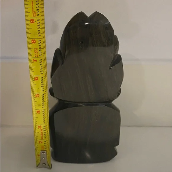 Hand Carved 9" Black Obsidian Aztec/Mayan Tribal Statue Figurine Volcanic Stone - Picture 5 of 6